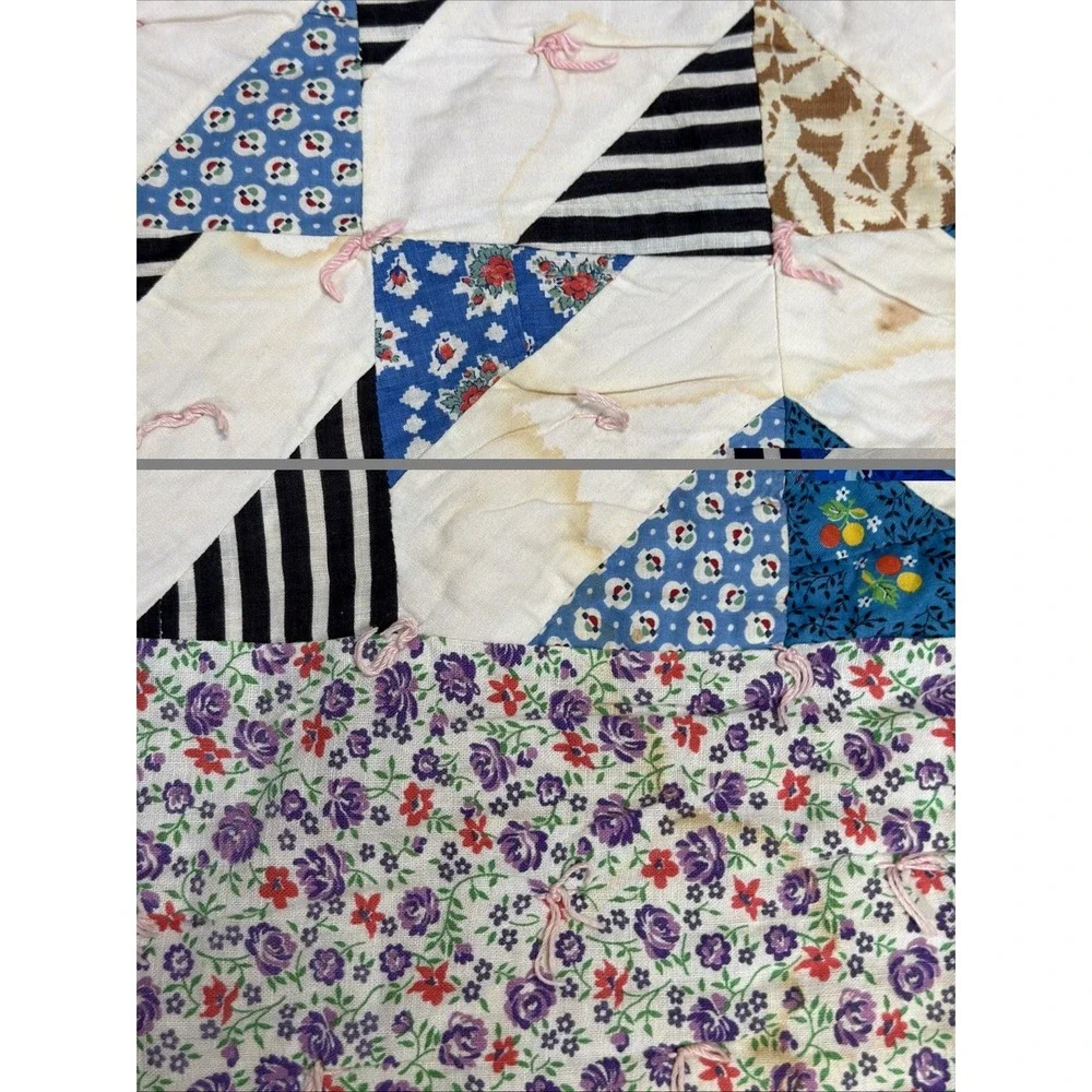 Vintage Scrappy Crazy Quilt - Multi-Pattern Feed Sack Cutter Quilt 80